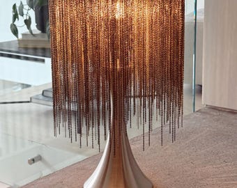 Industrial Chain Fringe Lamp – Dimmable Antique Brass and Stainless Steel Lux Statement Lighting