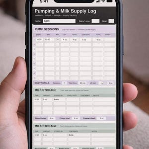 Pumping & Milk Supply Log | Breastfeeding Planner (Fillable PDF)