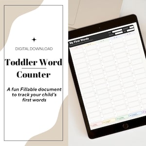 Baby's First Words Log 75-Word Speech Planner & Language Milestone (Fillable PDF)