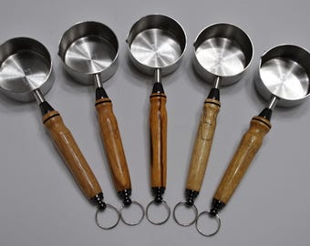 Stainless Steel 60ml Gun-Metal Accent Scoop with Removable Custom Wood Handles
