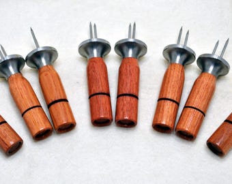 Hand Crafted Tiete Rosewood Wood Handle with Removable Stainless Steel Corn Holders