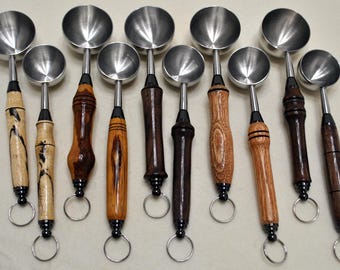 Stainless Steel Scoop Set with Removable Custom Wood Handles (1TB, 2TB)