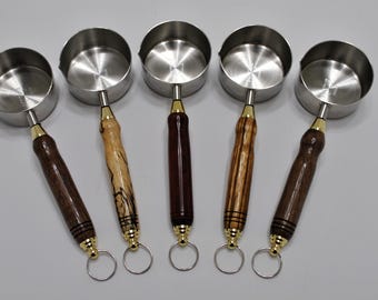 Stainless Steel 60ml Gold-Plated Scoop with Removable Custom Wood Handles