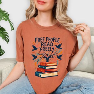 Free People Read Freely T-Shirt, Book Lover T-Shirt, Reading Teacher Tee, Trendy Free People Tee,Comfort Colors® Read Freely tshirt image 7