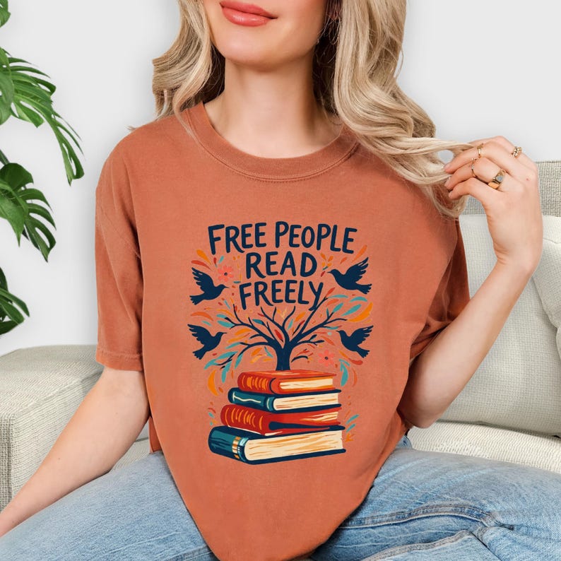Free People Read Freely T-Shirt, Book Lover T-Shirt, Reading Teacher Tee, Trendy Free People Tee,Comfort Colors® Read Freely tshirt image 7