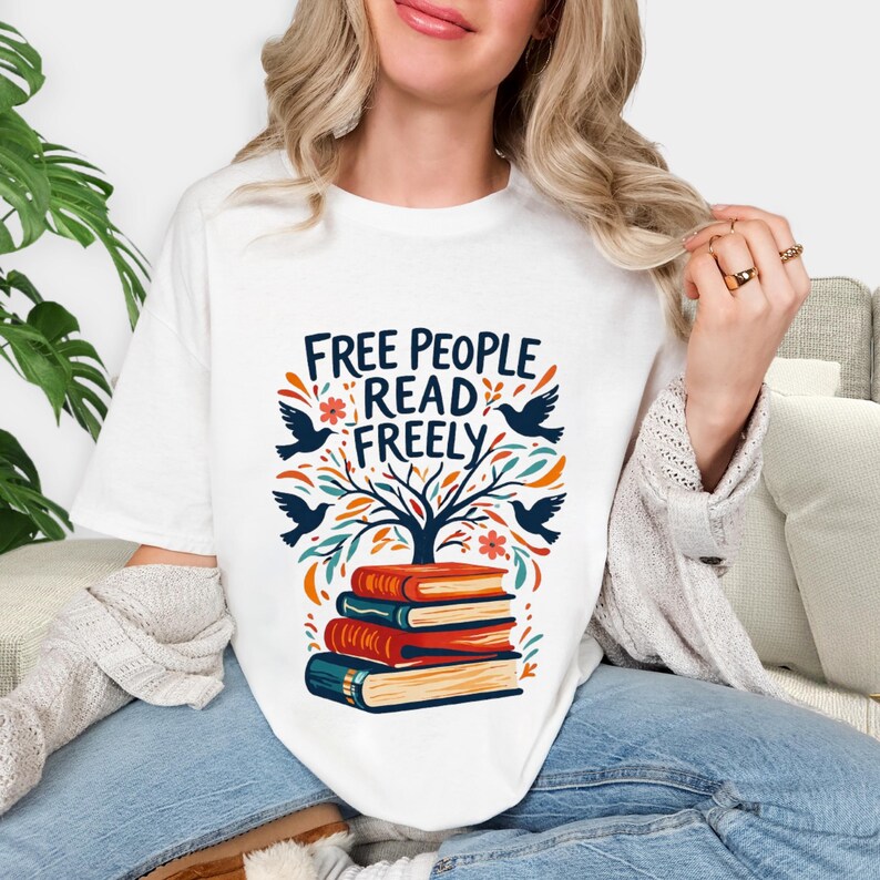 Free People Read Freely T-Shirt, Book Lover T-Shirt, Reading Teacher Tee, Trendy Free People Tee,Comfort Colors® Read Freely tshirt image 4