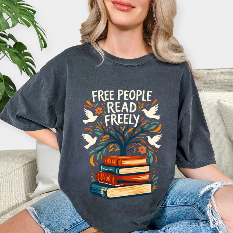 Free People Read Freely T-Shirt, Book Lover T-Shirt, Reading Teacher Tee, Trendy Free People Tee,Comfort Colors® Read Freely tshirt image 1