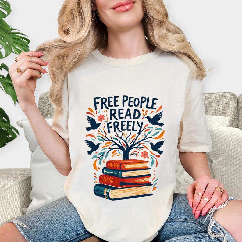 Free People Read Freely T-Shirt, Book Lover T-Shirt, Reading Teacher Tee, Trendy Free People Tee,Comfort Colors® Read Freely tshirt image 2