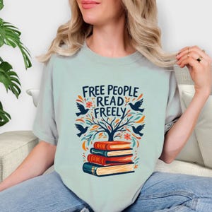 Free People Read Freely T-Shirt, Book Lover T-Shirt, Reading Teacher Tee, Trendy Free People Tee,Comfort Colors® Read Freely tshirt image 6