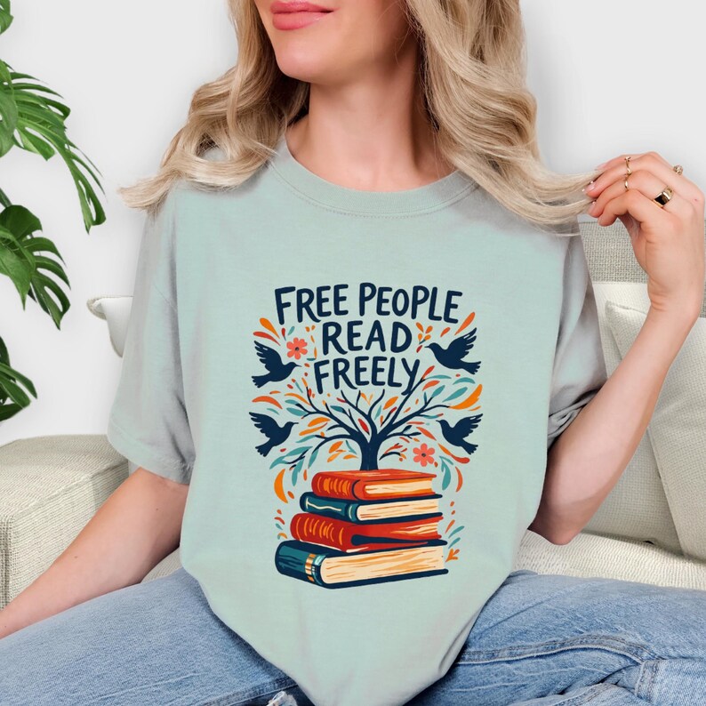 Free People Read Freely T-Shirt, Book Lover T-Shirt, Reading Teacher Tee, Trendy Free People Tee,Comfort Colors® Read Freely tshirt image 6