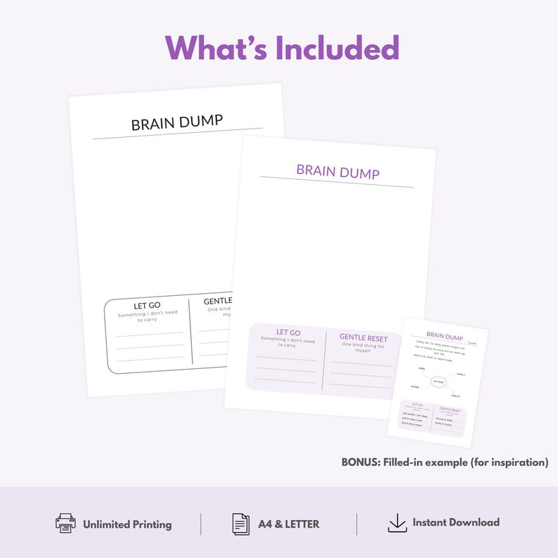 Brain Dump Printable PDF – Minimalist Worksheet to Clear Your Mind - Etsy