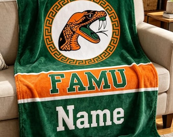 Personalized FAMU Rattler Blanket – Game Day Throw, Dorm Decor, Grad Gift