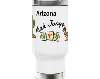 Arizona Mah Jongg travel mug | 14oz stainless steel travel mug with handle