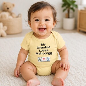 Mah Jongg - My Grandma Plays Mahjong Infant Bodysuit | Mah jong Tiles Baby Onesie