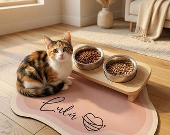 Tapete personalizado para comida de perros y gatos, tapete personalizado para comederos de mascotas, mantel individual antideslizante y absorbente para mascotas, regalo para amantes de los perros, regalo para amantes de los gatos