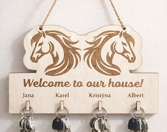 Horse Key Holder SVG | Laser Cut 3mm Plywood | Wall Organizer
