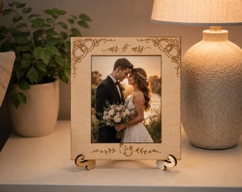 Wedding Photo Frame Laser Cut SVG: Floral Rose Design, Stand Template (Digital Download)