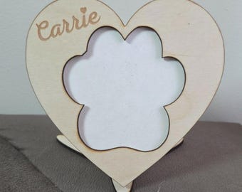 Heart Paw Photo Frame SVG | Pet Memorial Laser Cut File (3mm MDF)