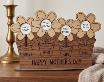 Laser Cut Flower Photo Frame SVG | Mother's Day, Grandma Gift (Digital Download)
