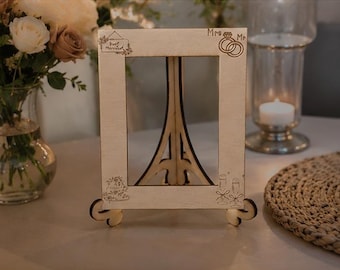 Wedding Photo Frame Laser Cut SVG: Floral Design, Stand Template (Digital Download)