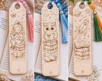 Laser Cut Bookmark SVG Bundle | Book Lover Bookmark Files | Engraved Wooden Bookmarks