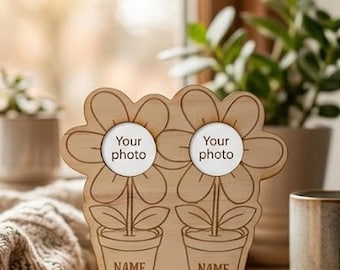 Laser Cut Flower Pot Photo Frame | Kids Names, Mother's Day Gift (Digital Download)