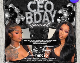Exclusive CEO Birthday Special Flyer – Birthday Promotion, Editable Canva Template, Digital Download