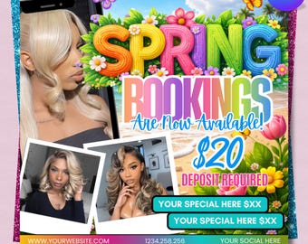 Editable Spring Booking Flyer, Floral Theme, Beauty Salon Appointment, Canva Template, Digital Download, Appointment Promotion