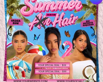 Summer Hair Booking Flyer, Editable Beauty Salon Appointment Template, Customizable Digital Download, Instant Canva Template, Special Deal