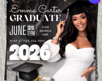 Graduation Party Flyer, Class of 2026 Invitation, Editable Graduation Announcement, Senior Celebration Flyer, Elegant Canva Design, Instant