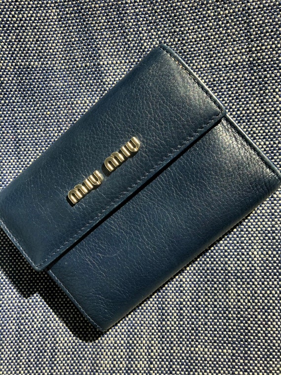 Vintage Miu Miu Blue Leather Wallet - 1990s