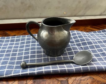 Lattiera vintage in peltro olandese con cucchiaino – Vero peltro in metallo – Arredamento rustico europeo per la cucina