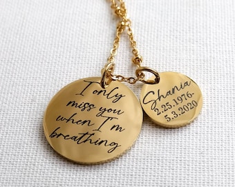 Memorial Necklace - Grieving Gift - Missing You - Death of Child - Mother, Grandmother, Daughter, Sister, Son, Brother - Loss of Loved One