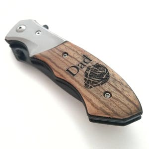 Engraved Wood Handle Pocket Knife – Fingerprint Memorial Gift