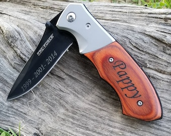 Pappy Gift - Grandpa Gift - Grandfather Gift - Engraved Pocket Knife - Custom Pocket Knife - Pregnancy Announcement Gift - Dad Gift