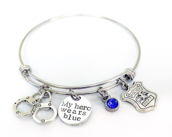 Police Wife Bracelet - Police Bracelet - Police Girlfriend Bracelet - Police Gift - Thin Blue Line Jewelry - Police Officer Gift
