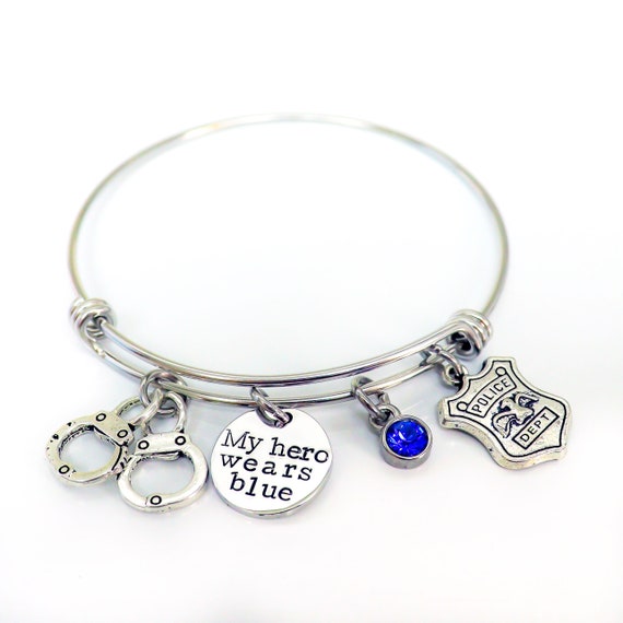 Kivosliviz Thin Blue Line Bracelet Deputy Wife Jewelry Police Officer Gift Police Wife Mom Brcelet