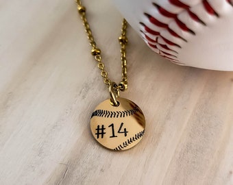 Baseball Mom Necklace - Sports Mom Jewelry - Personalized Baseball Number Necklace - Softball Mom Jewelry - Silver Gold or Rose Gold