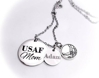 Personalized USAF Mom Necklace – Custom Air Force Deployment Gift