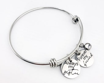 Sister Gift Bracelet - Personalized Jewelry - Best Friend Charm - Birthday or Long Distance Present - Meaningful Sister Jewelry for Her