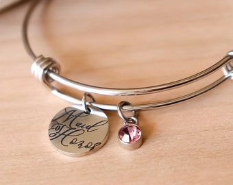 Maid of Honor Bangle Bracelet – Personalized Bridesmaid Gift