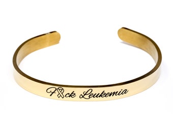 Leukemia Awareness Cuff Bracelet – Hand Stamped Stainless Steel