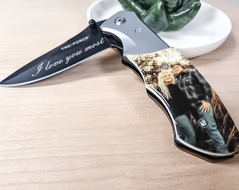 Photo Memorial Knife - Knife Handle with Photo - Portrait Knife - Memorial Gift - Grandpa Knife - Dad Knife - Pocket Knife Gift - Dog Gift