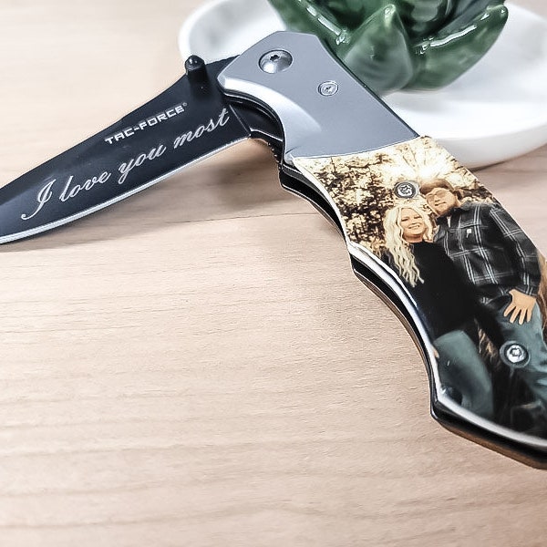 Photo Memorial Knife - Knife Handle with Photo - Portrait Knife - Memorial Gift - Grandpa Knife - Dad Knife - Pocket Knife Gift - Dog Gift