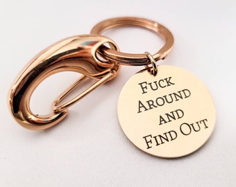 ADULT - New Driver Keychain - Concealed Carry Keychain - Sweary Keychain - F Around and Find out - Gag Gift Keychain - Concealed Carry Gift