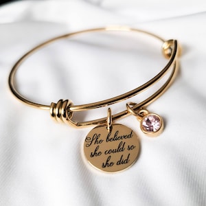She believed she could so she did, Encouragement Bracelet, Strength Bracelet, Sister Bracelet, recovery gift, Graduation Bracelet