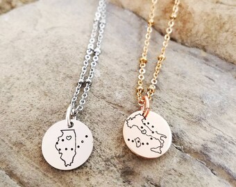 Best Friend Gifts - Long Distance Friendship Jewelry -Best Friend Necklace - States Necklaces - Long Distance Friendship Necklace