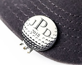Personalized Golf Ball Marker Hat Clip - Custom Monogram - Valentines Birthday Gift for Him - Custom Golf Accessories