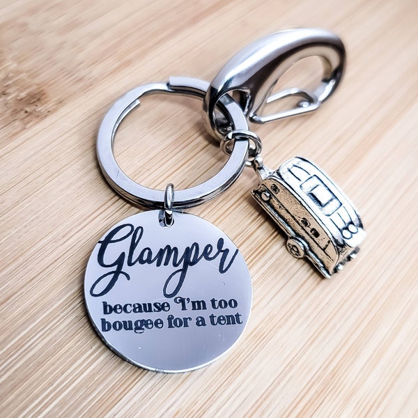 Camping Keychain - Glamper keychain- Travel Trailer Charm - Glamping Gift- Camper Charm - Travel Bracelet - Vacation Bracelet - RV Keychain