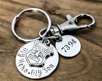 Police Dad Keychain - Police Mom Keychain - Police Parent Gift - Gift for Dad - Christmas gift for Mom - Dad Christmas Gift - Fathers Day